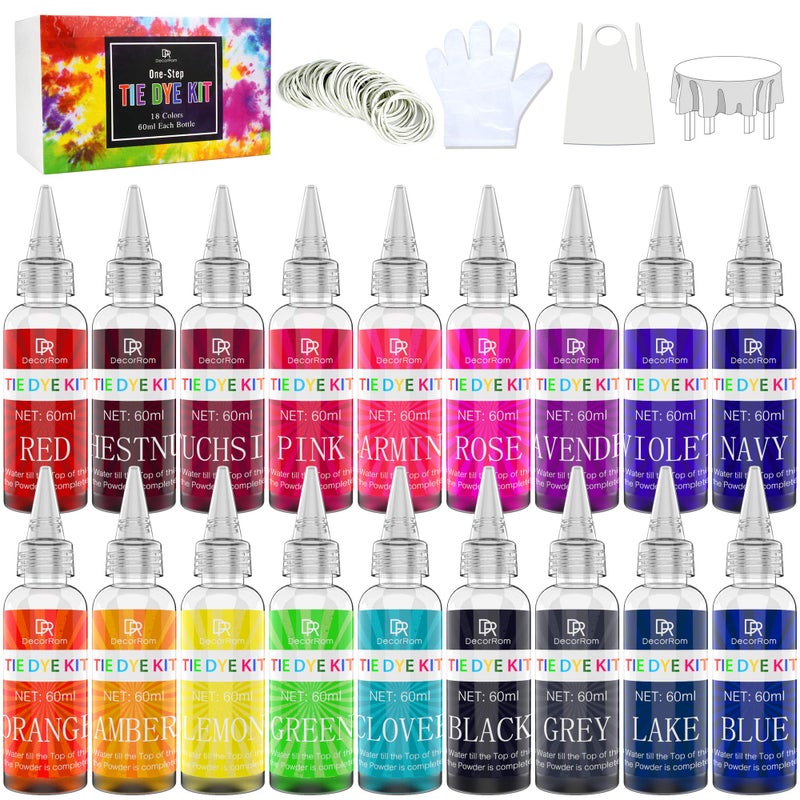 Tie Dye Kit  18 Colour Fabric Tie Dye Kits for DIY Textile Paint Craft Art  Allin1 Tye Dye Colour Powder Set for Shirt Clothes Painting Party Supplies Adults and Kids Handmade Projects