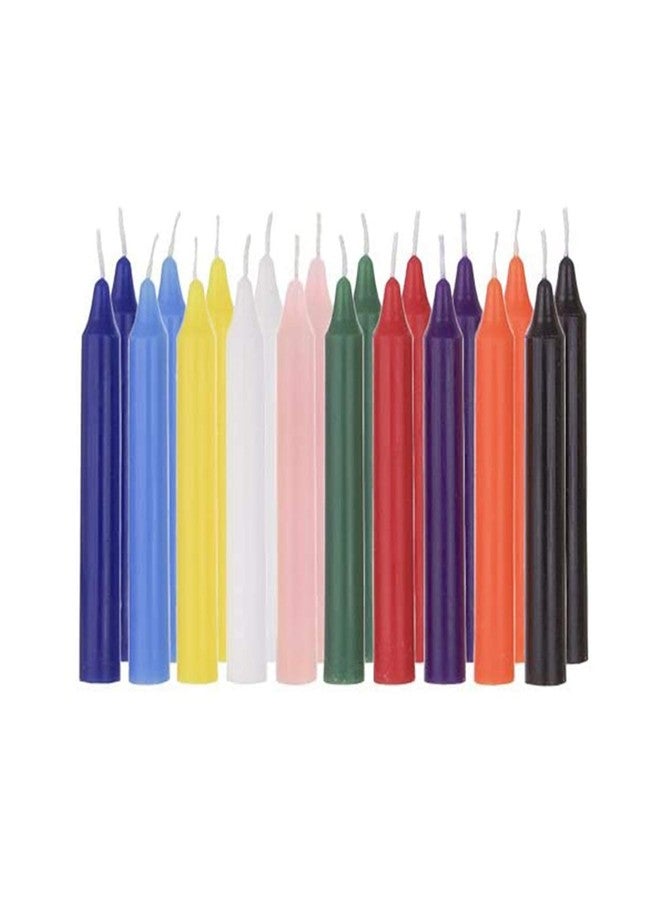 SRG 20 pcs Unscented Assorted Colors Mini Taper Candle, 4 Inch Tall x 1/2 Inch Diameter, Great for Casting Chimes, Rituals, Spells, Vigil, Witchcraft, Wiccan Supplies, Wax Play & More - Image 1