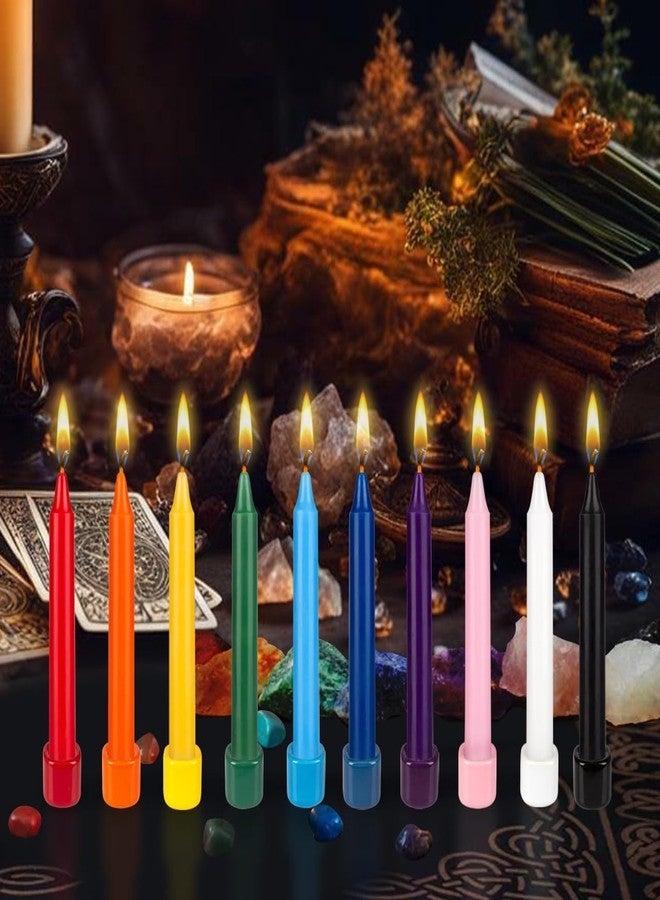 SRG 20 pcs Unscented Assorted Colors Mini Taper Candle, 4 Inch Tall x 1/2 Inch Diameter, Great for Casting Chimes, Rituals, Spells, Vigil, Witchcraft, Wiccan Supplies, Wax Play & More - Image 5