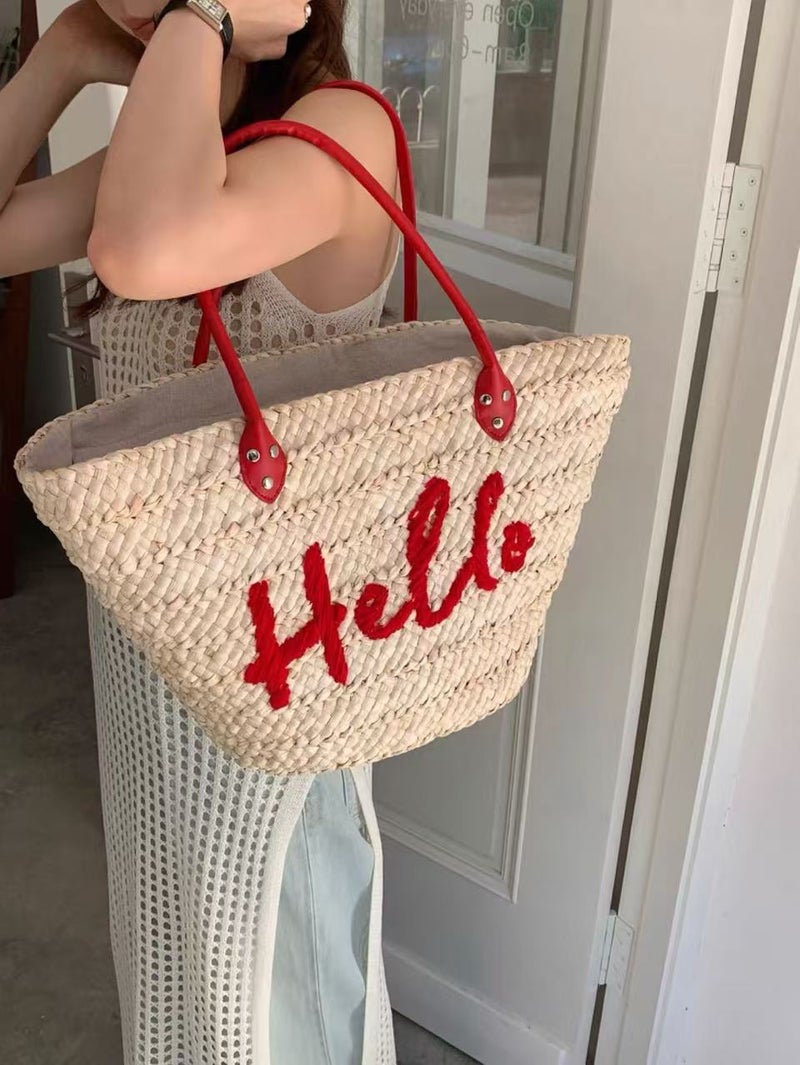 Cross New 2025Ins Fashion Handmade Semi-Finished Straw Bag Seaside Beach Leisure Travel Vacation Mitsubishi Straw - Image 2