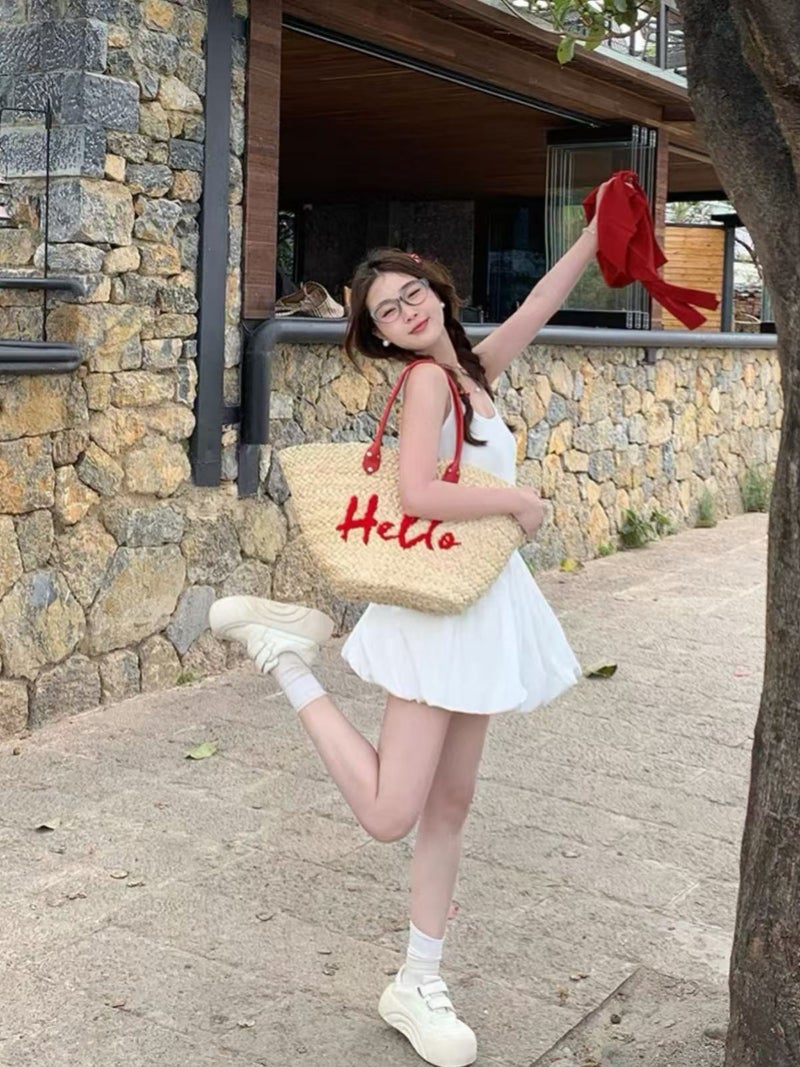 Cross New 2025Ins Fashion Handmade Semi-Finished Straw Bag Seaside Beach Leisure Travel Vacation Mitsubishi Straw - Image 3