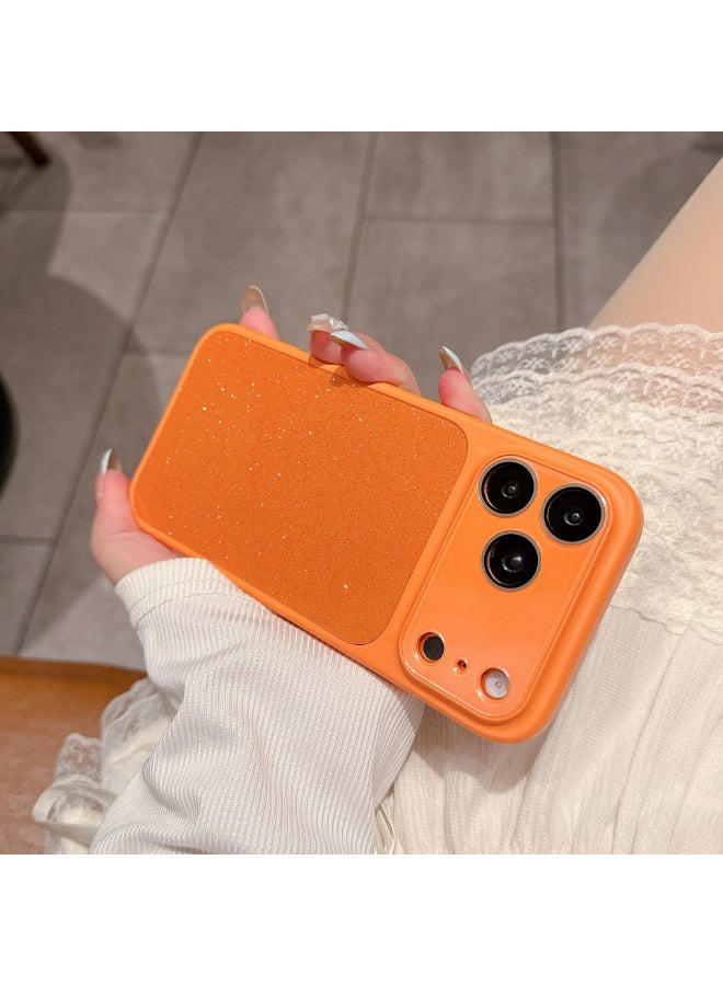 HaDoii Slim Case for iPhone 17 Pro, Glitter Bling Sparkle Women Girls Phone Case with Camera Lens Film & Full Button Coverage, Shockproof Heavy Duty Protection Electroplated Cover , Orange - Image 5