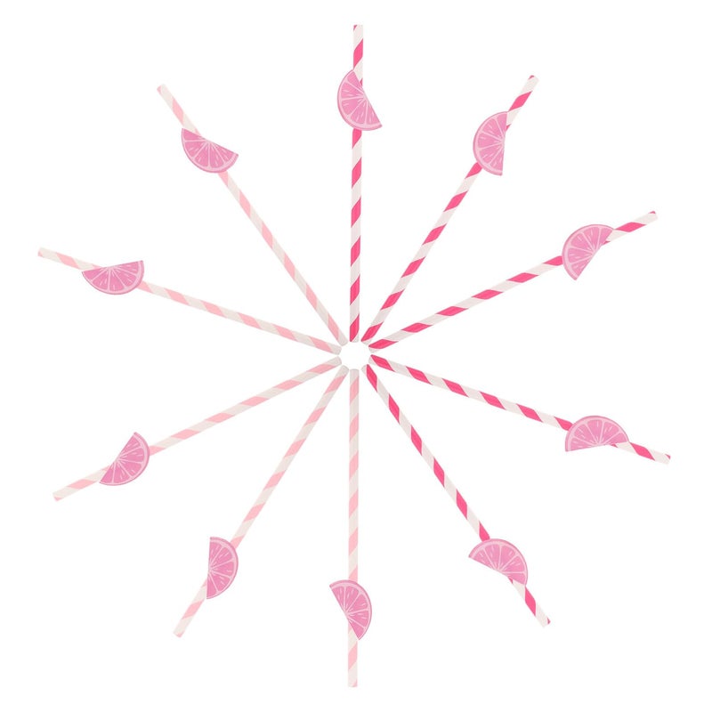 Pink Orange Shaped Disposable Paper Straws 30pcs For Holiday Party Drinks - Image 2