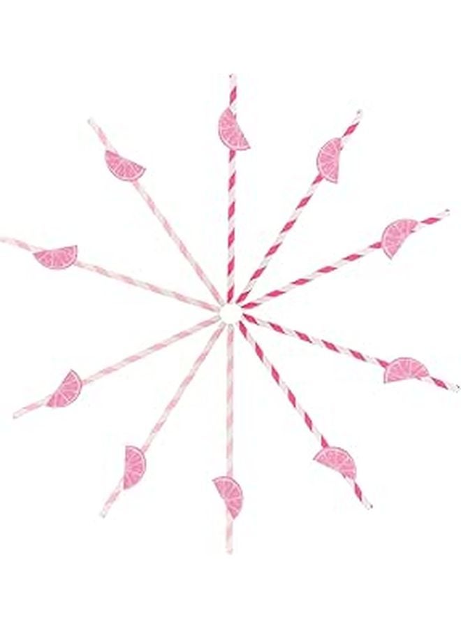 Pink Orange Shaped Disposable Paper Straws 30pcs For Holiday Party Drinks - Image 1