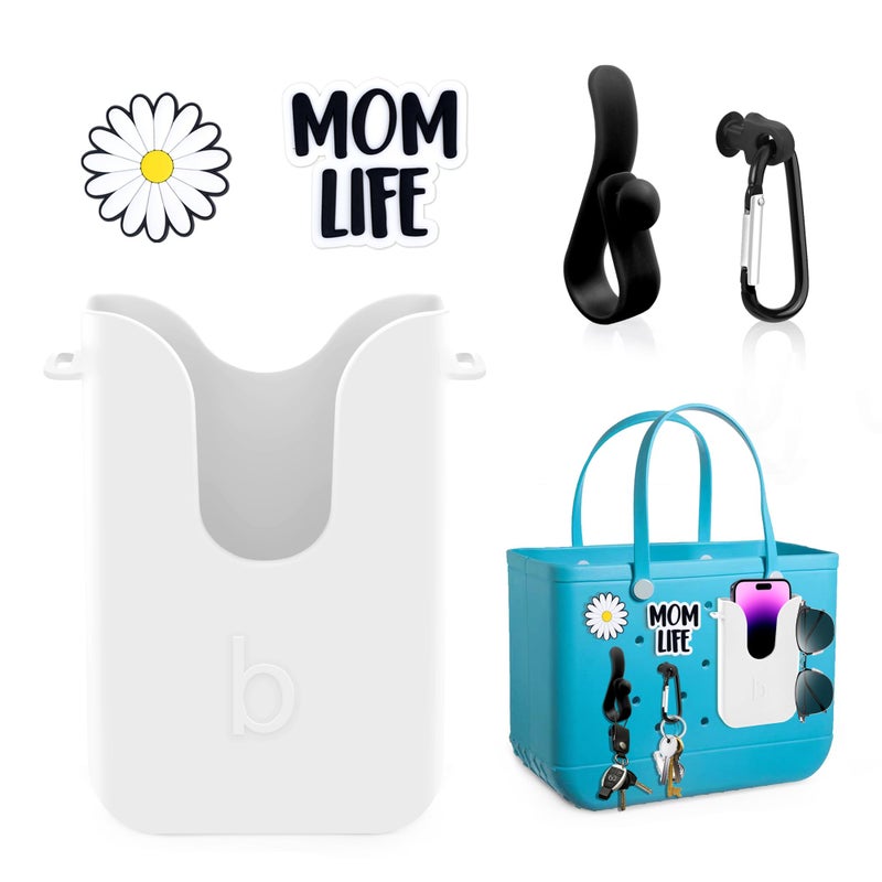 Oudizz Silicone Phone Holder Compatible with Bogg Bag, Phone Case Holder Charms Accessory for All Bogg Bags and Beach Bag, Phone Holder Attachment for Beach Tote Bags, With 2Pcs Charms u0026 2Pcs Key Hooks - Image 1