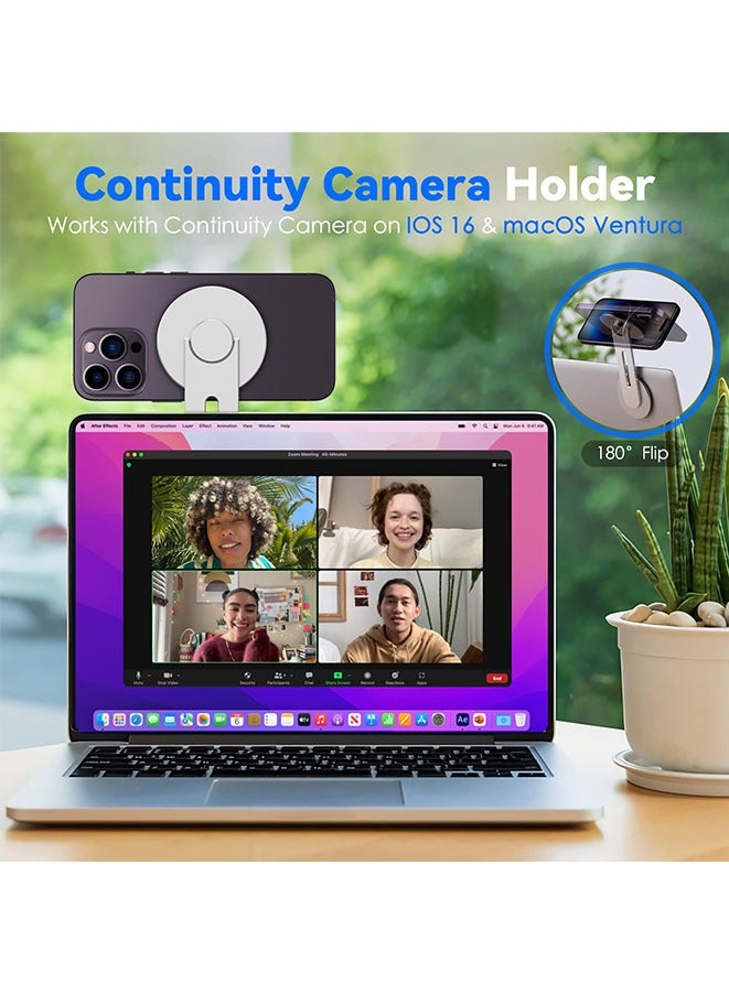 مويكسين حامل هاتف مغناطيسي لأجهزة الكمبيوتر المحمول قابل للتعديل لسلسلة iPhone 14/13 / 12 Pro Max / 12 Pro / 12 Mini Silver - Image 2