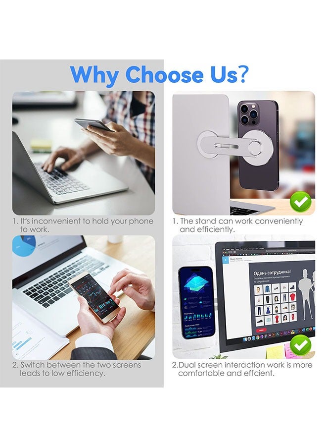 مويكسين حامل هاتف مغناطيسي لأجهزة الكمبيوتر المحمول قابل للتعديل لسلسلة iPhone 14/13 / 12 Pro Max / 12 Pro / 12 Mini Silver - Image 4