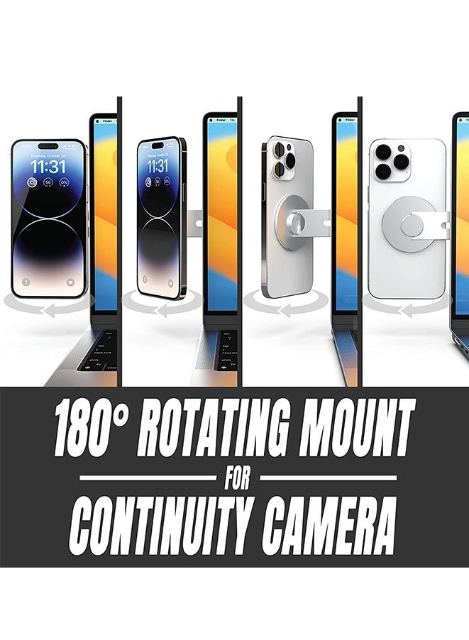 مويكسين حامل هاتف مغناطيسي لأجهزة الكمبيوتر المحمول قابل للتعديل لسلسلة iPhone 14/13 / 12 Pro Max / 12 Pro / 12 Mini Silver - Image 3