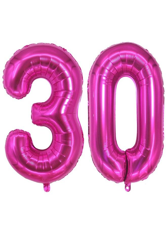 JONHAMWELBOR Hot Pink Number 30 Balloon Dark Pink Number 30 Balloon Jumbo Giant Big Large Number 30 Foil Mylar Balloons For Women Men 30Th Birthday Party 30 Anniversary Decorations Supplies 40 Inch  - Image 1
