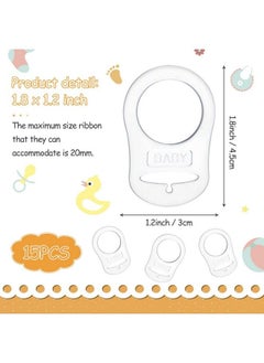 Patelai 15 Pieces Soft Silicone Baby Pacifier Clips Holders Silicone Adapter Rings Holder Baby Nipple Rings Baby Dummy Pacifier Holder For Baby Pacifiers (Transparent)  - Image 3