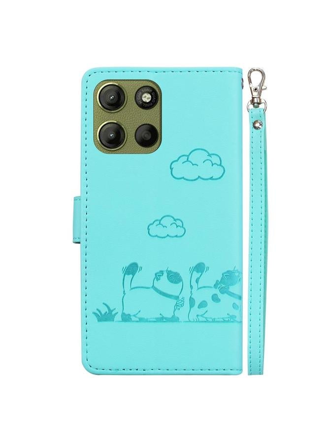 اس-توب جراب لهاتف موتورولا موتو جي 15 مصنوع من الجلد بتصميم قطط لطيفة بتقنية RFID - Image 3