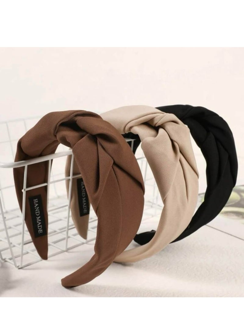 Oasisgalore 3Pcs Knotted Headbands Hair Band for Women Girls，on-Slip Wide Top Knot Hair Hoops，Hair Accessories Set - Image 2