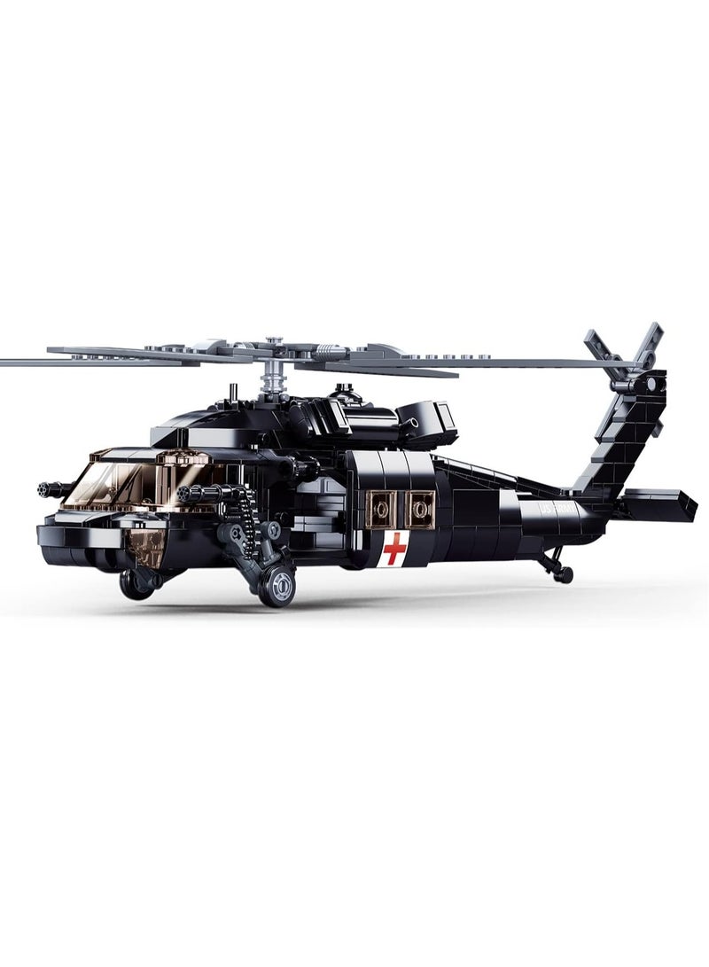 لعبة كتل بناء طائرات الهليكوبتر للأطفال ، كتل طائرات الهليكوبتر بلاك هوك UH-60 (692 قطعة)