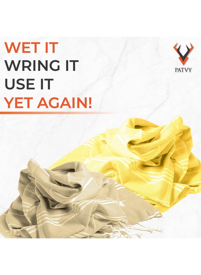 PATVY Bath Towels| Light Weight Turkish Style Bath Towels For Men Large Size Cotton|75 X 150Cm Quick Absorption &Faster Drying Bath Towel For Women| 100% Cotton (Pack Of 2, Yellow & Beige), 90 TC - Image 4