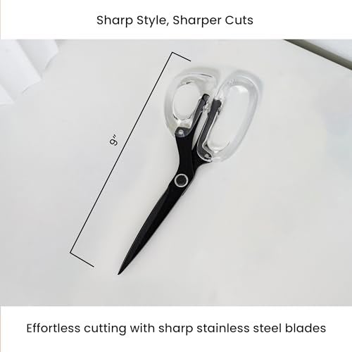 OfficeGoods 9” Stainless Steel Acrylic Scissors for Office and Home - Aesthetic and Sharp All Purpose Scissors, Perfect for Sewing, Arts and Crafts - Matte Black - Image 4