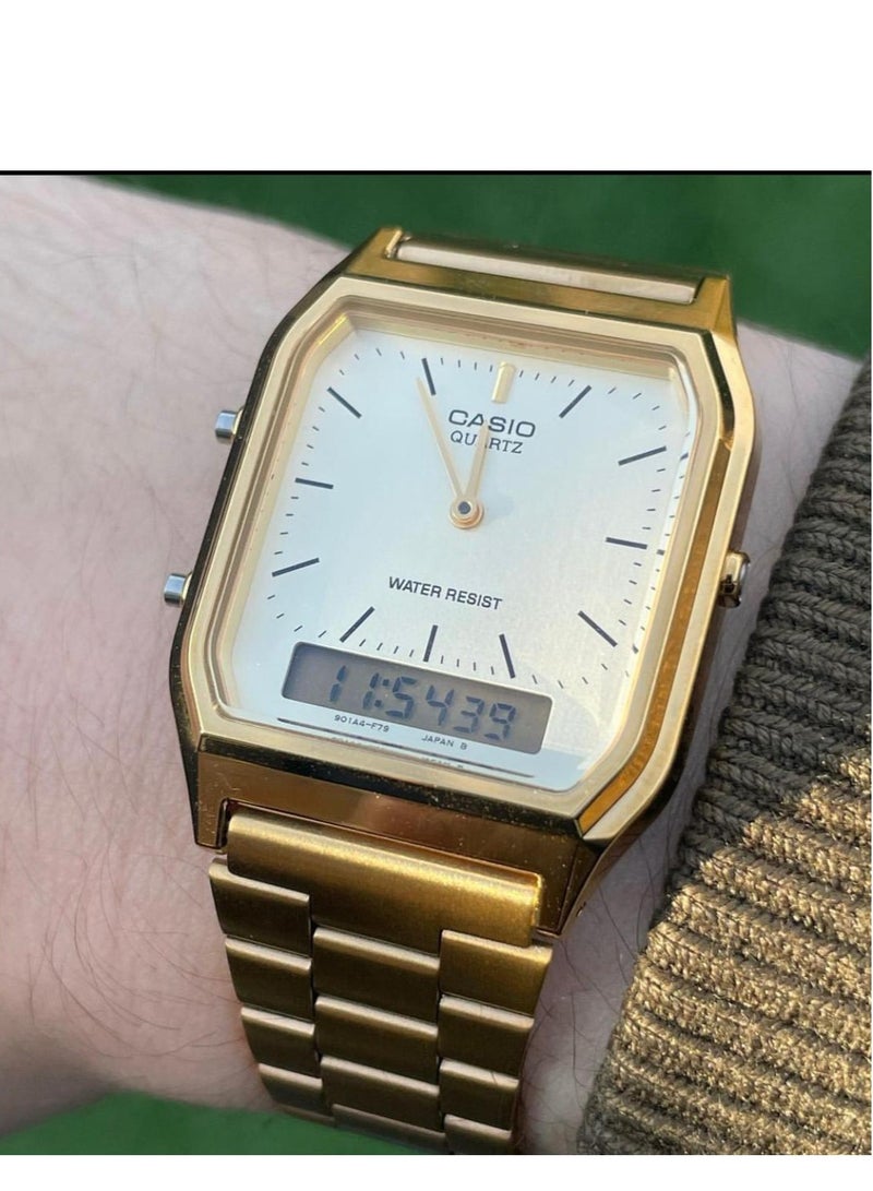 CASIO Men's Water Resistant Analog & Digital Quartz Watch AQ-230GA-9DMQ - 30 mm - Gold - Image 5