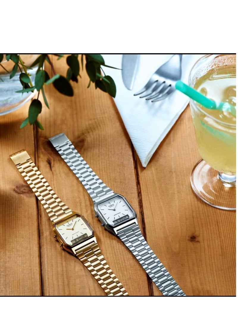 CASIO Men's Water Resistant Analog & Digital Quartz Watch AQ-230GA-9DMQ - 30 mm - Gold - Image 4