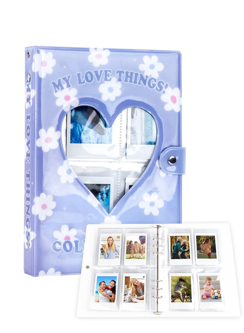 KASTWAVE 200 Pockets 3 Inch Mini Album for Fujifilm Instax Camera, Loose Leaf Insert Album, Love Daisy Hollow Photo Card Holder Book, Business Card Holder, Instax Mini Album Book (Purple) - Image 1