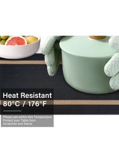 ablieve Black Placemats Set of 6 - Washable Easy Clean Vinyl Placemats - Heat Resistant PVC Place Mats - Table Mats for Dining Table  - Image 2