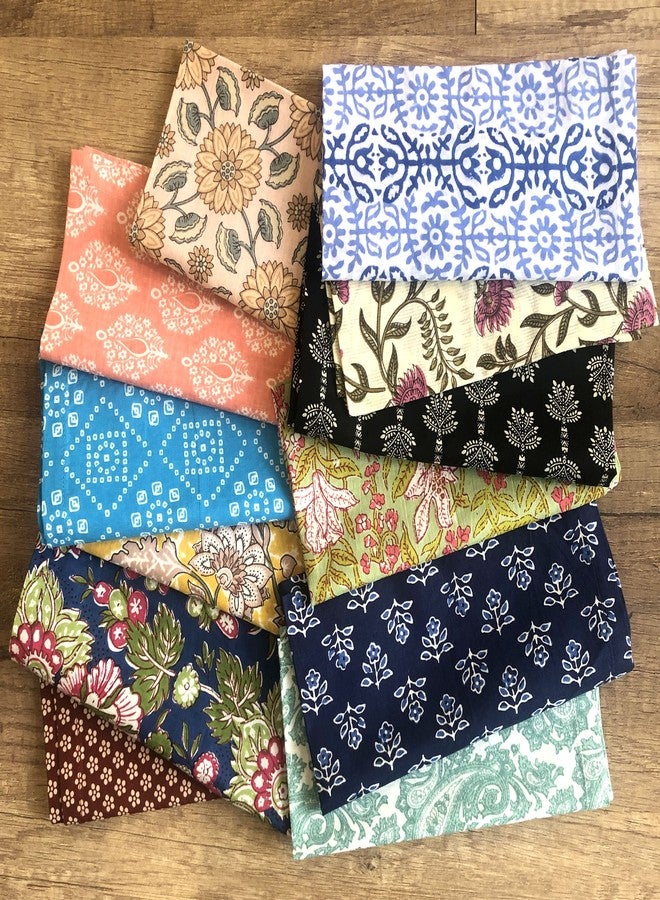 AVKA Studio Craftbot Assorted Indian Cloth Napkins - Block Print 100% Cotton Fabric Napkins - 18x18 - Set of 12 Mixed Multicolor Dinner Napkins - Image 5