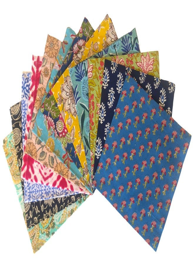 AVKA Studio Craftbot Assorted Indian Cloth Napkins - Block Print 100% Cotton Fabric Napkins - 18x18 - Set of 12 Mixed Multicolor Dinner Napkins - Image 1