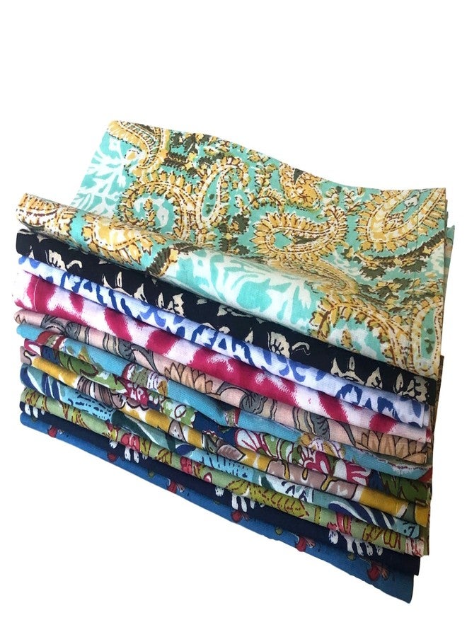 AVKA Studio Craftbot Assorted Indian Cloth Napkins - Block Print 100% Cotton Fabric Napkins - 18x18 - Set of 12 Mixed Multicolor Dinner Napkins - Image 2