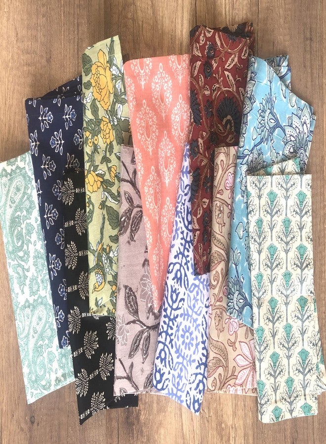 AVKA Studio Craftbot Assorted Indian Cloth Napkins - Block Print 100% Cotton Fabric Napkins - 18x18 - Set of 12 Mixed Multicolor Dinner Napkins - Image 4