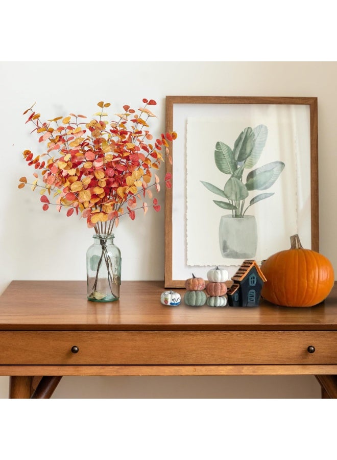 6 Pcs Artificial Fall Eucalyptus Stems Fall Eucalyptus Leaves Autumn Leaf Branches Faux Fall Decorations for Home Floral Arrangement Autumn Festival Thanksgiving Decor - Image 3