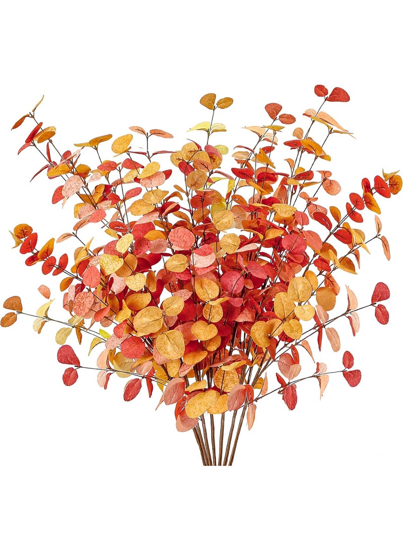 6 Pcs Artificial Fall Eucalyptus Stems Fall Eucalyptus Leaves Autumn Leaf Branches Faux Fall Decorations for Home Floral Arrangement Autumn Festival Thanksgiving Decor - Image 1