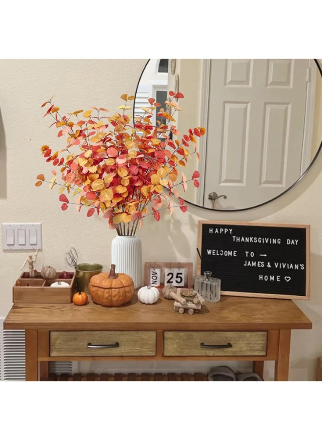 6 Pcs Artificial Fall Eucalyptus Stems Fall Eucalyptus Leaves Autumn Leaf Branches Faux Fall Decorations for Home Floral Arrangement Autumn Festival Thanksgiving Decor - Image 2