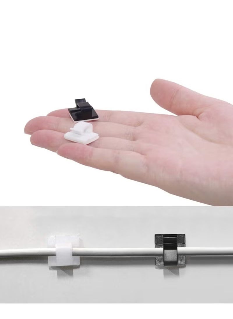 Generic 100 -piece bonding cable clip, plastic cable and cable organizer cable storage management clip family office -black, white  - Image 2