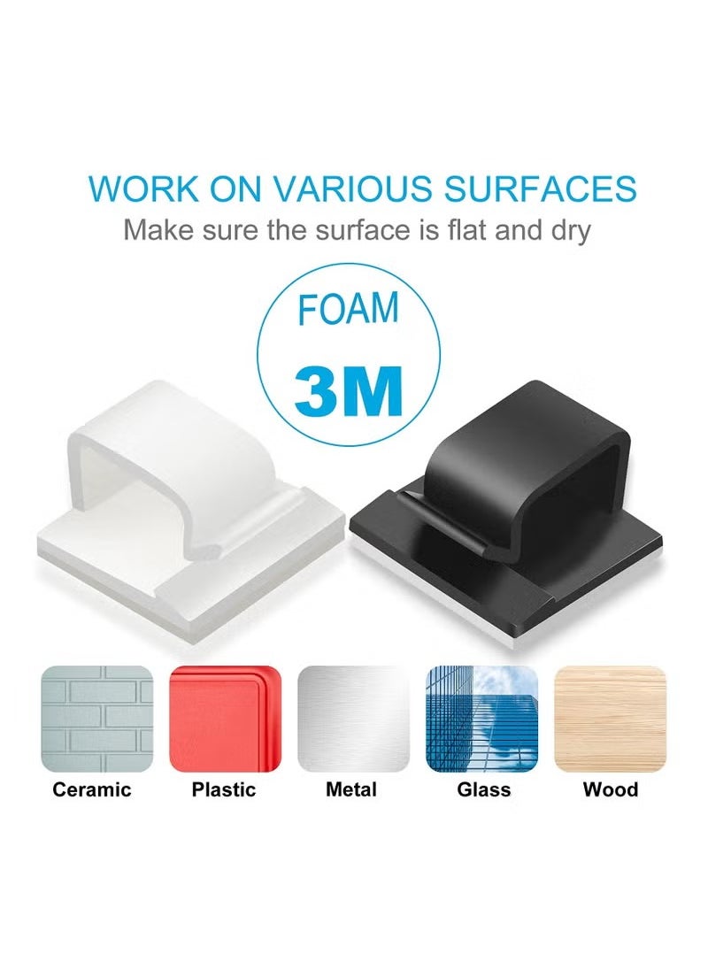 Generic 100 -piece bonding cable clip, plastic cable and cable organizer cable storage management clip family office -black, white  - Image 3