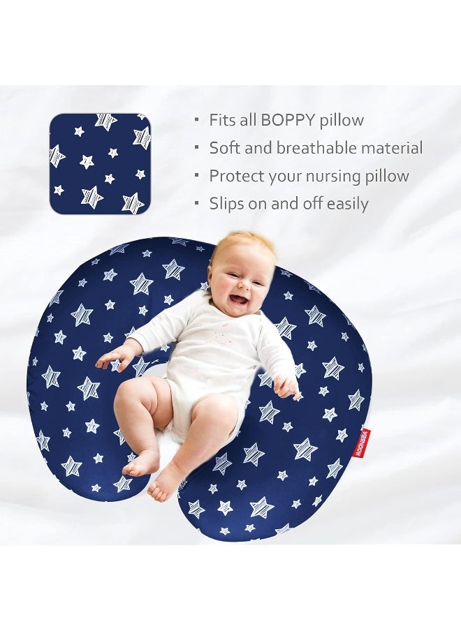 Moonsea Moonsea Nursing Pillow Cover Navy for Baby Boys, Snug Fits Boppy Nursing Pillow Slipcovers Super Soft, for Breastfeeding Moms, Navy Star  - Image 5