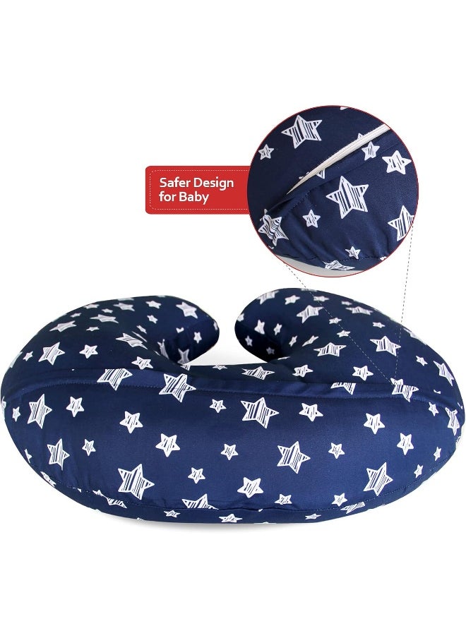 Moonsea Moonsea Nursing Pillow Cover Navy for Baby Boys, Snug Fits Boppy Nursing Pillow Slipcovers Super Soft, for Breastfeeding Moms, Navy Star  - Image 2