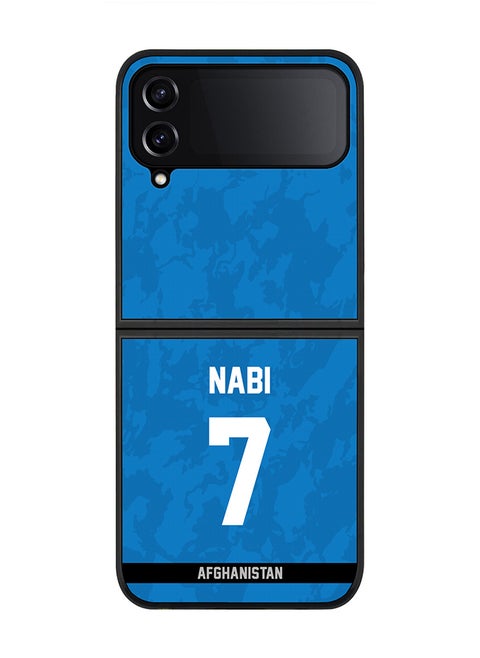 Rugged Black Edge Case for Samsung Galaxy Z Flip4, Slim fit Soft Case Flexible thin Cover - Player Name - Mohammad Nabi, Jersey Number- 7