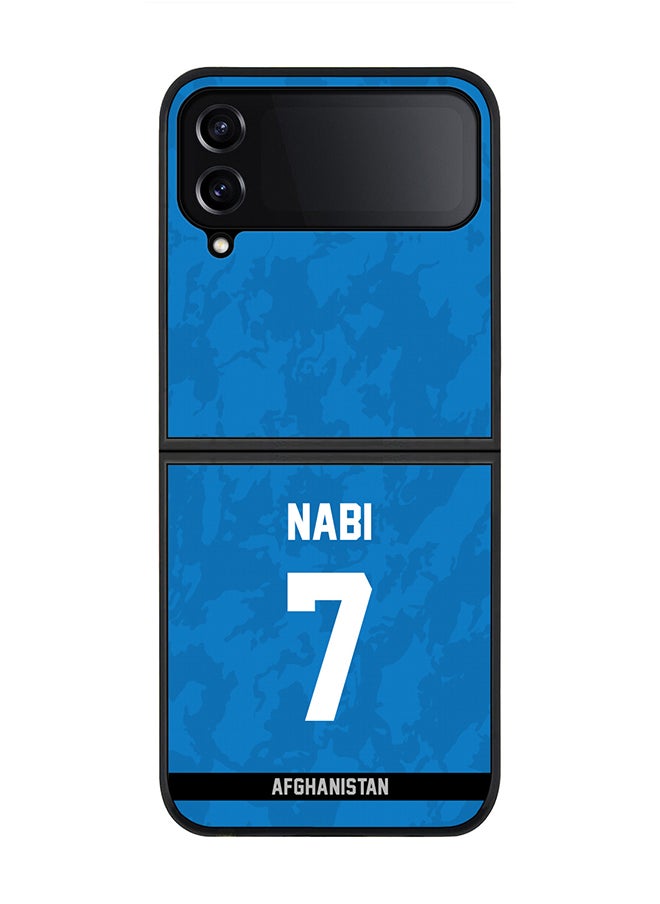 Rugged Black Edge Case for Samsung Galaxy Z Flip4, Slim fit Soft Case Flexible thin Cover - Player Name - Mohammad Nabi, Jersey Number- 7
