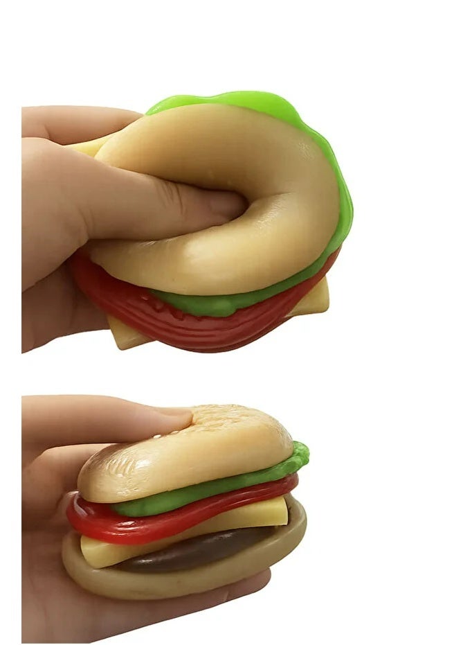 6 Layer Hamburger Block Squishy Squeeze Toy Fidget Stress Ball for Kids & Adults - Image 3