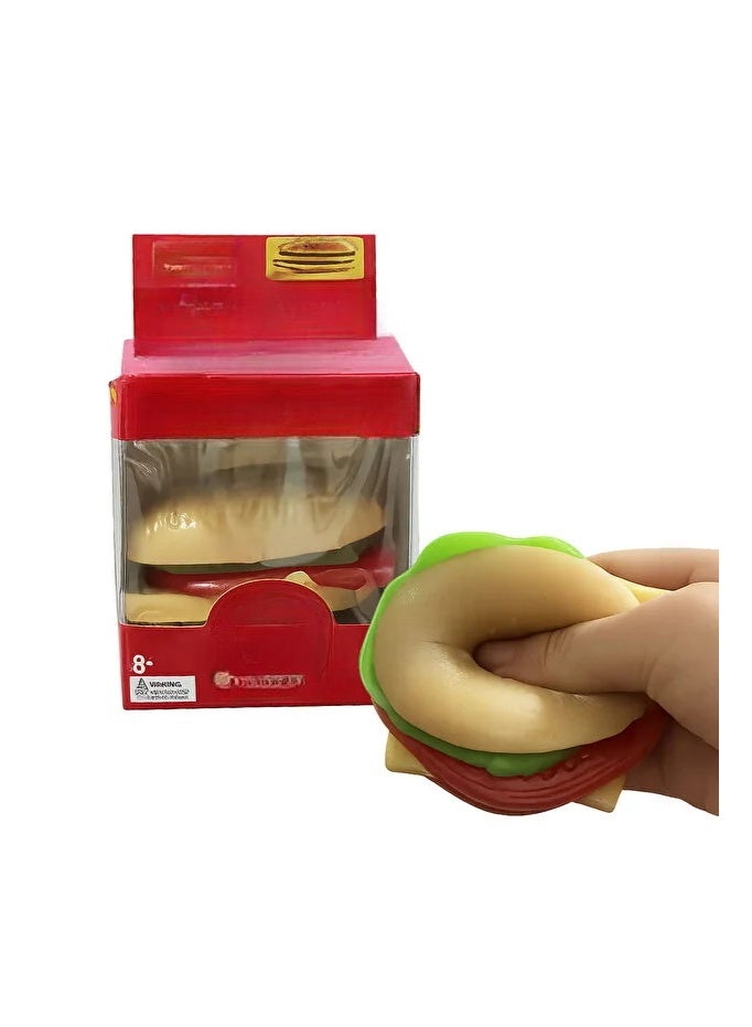 6 Layer Hamburger Block Squishy Squeeze Toy Fidget Stress Ball for Kids & Adults - Image 1