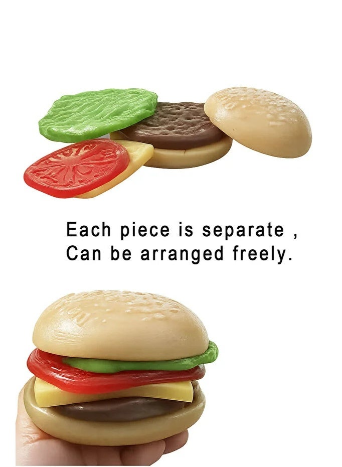 6 Layer Hamburger Block Squishy Squeeze Toy Fidget Stress Ball for Kids & Adults - Image 2