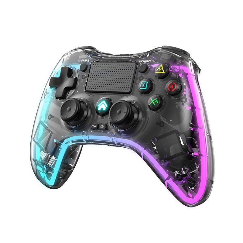 ذراع تحكم لجهاز PS4، بإضاءة RGB شفافة مبهرة، ذراع تحكم لاسلكي بلوتوث، يناسب الحاسوب ووحدة التحكم Switch والهاتف المحمول. - Image 4