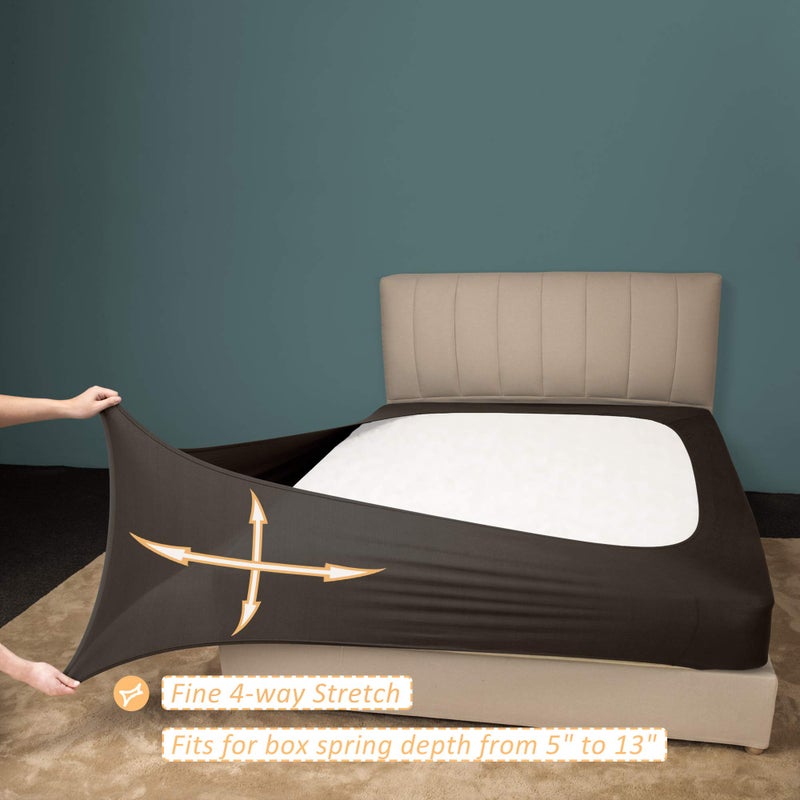 Mrs Awesome Mrs Awesome Stretch Jersey Box Spring Cover Wrap Around  Bed Skirt Alternative  Ultra Soft & Wrinkle Resistant  Full/Full XL  Chocolate Brown  - Image 4