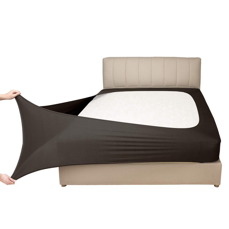 Mrs Awesome Mrs Awesome Stretch Jersey Box Spring Cover Wrap Around  Bed Skirt Alternative  Ultra Soft & Wrinkle Resistant  Full/Full XL  Chocolate Brown  - Image 1