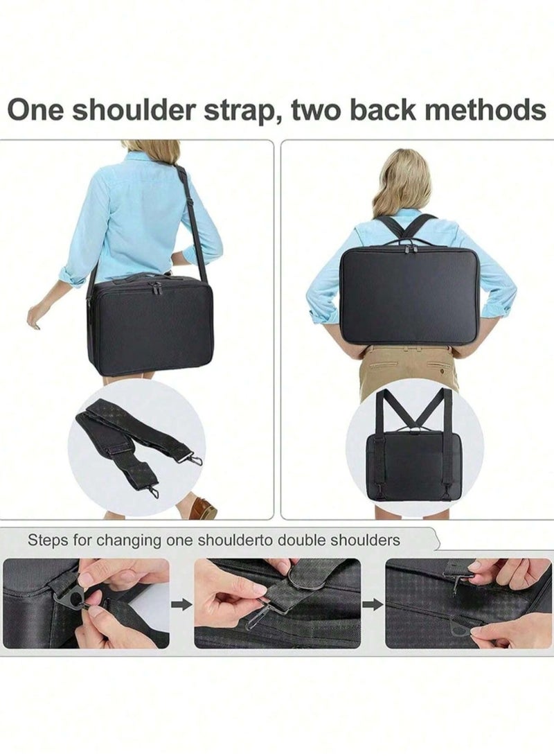 Huitich Large Capacity Portable Makeup Bag Multi-Layer Cosmetic Organizer for Makeup Artists and Daily Use - Image 4