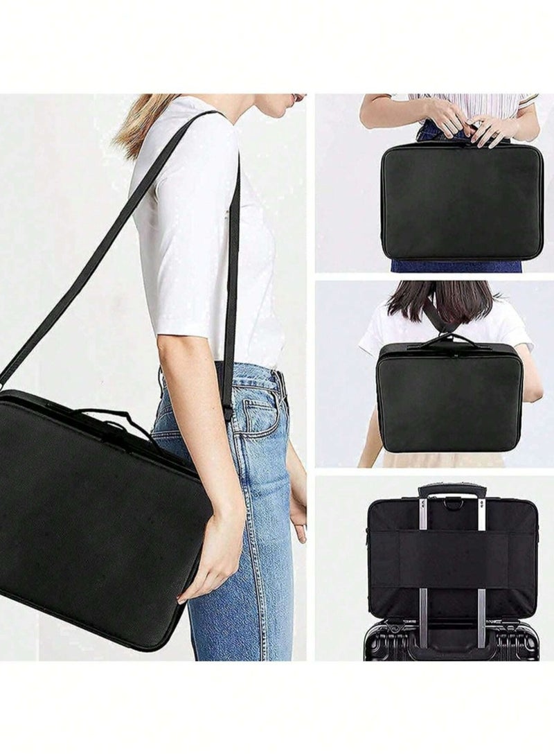 Huitich Large Capacity Portable Makeup Bag Multi-Layer Cosmetic Organizer for Makeup Artists and Daily Use - Image 3