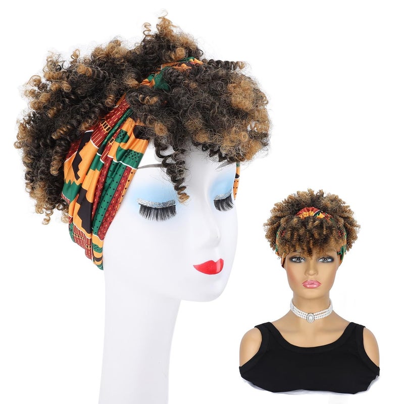 Curly Headband Wigs, Lightweight High Temperature Fiber Short Curly Synthetic Wig Glueless Design, Human Hair Like Half Wig with Hair Blend for Black Women - Image 2