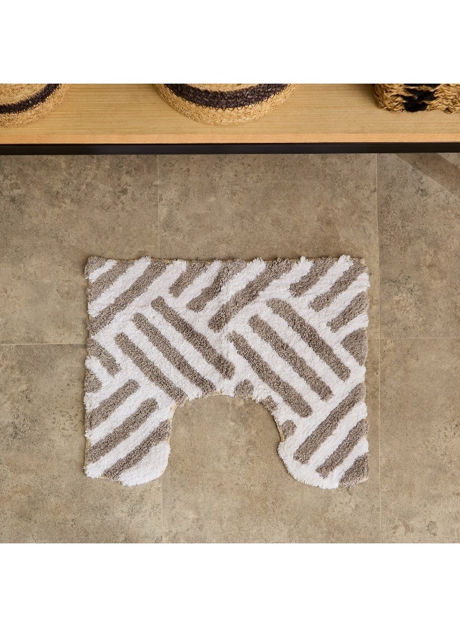 Home Box Cotton Bath Mat Set - White and Beige - 2 Pieces - Image 3