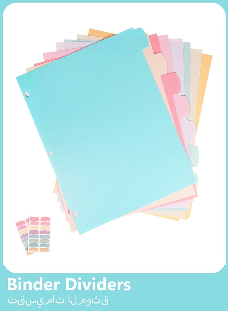 8 Tabs Dividers for 3 Ring Binder, Durable Plastic Write & Erase Binder Dividers for Letter Size, Cute Binder Dividers for Student, Teacher, Office, Home Organizers, Pastel Color - Image 1