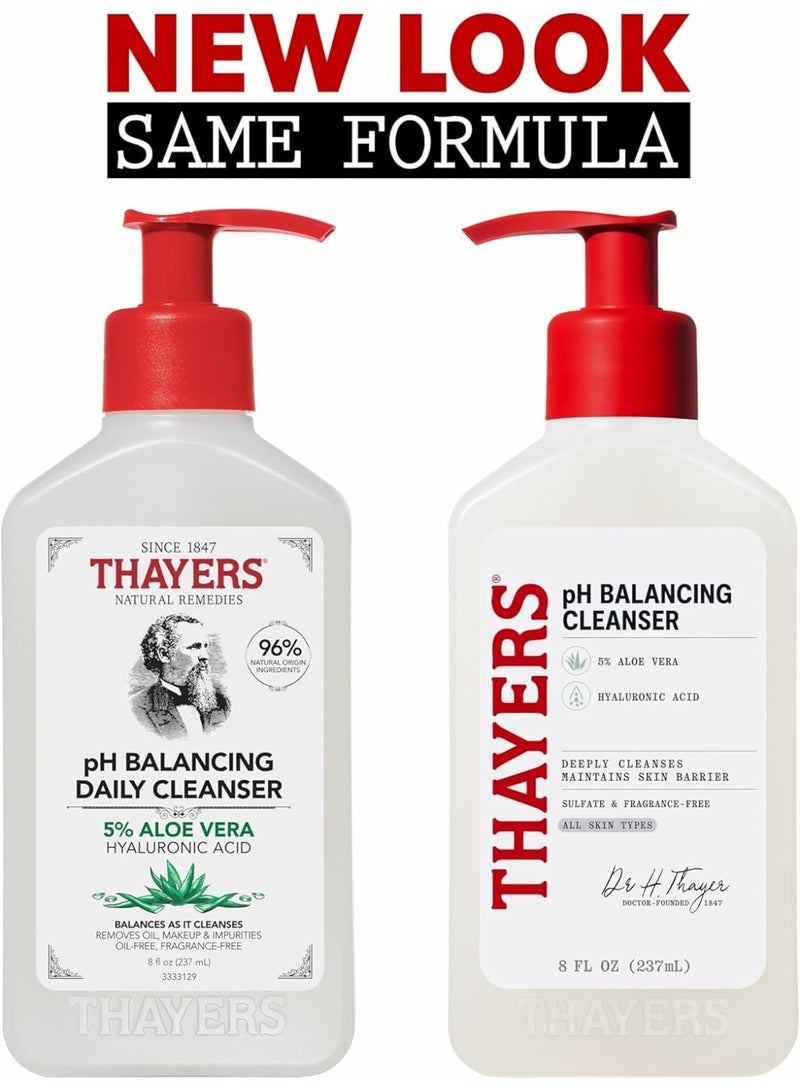 THAYERS pH Balancing Daily Face Cleanser with Aloe Vera – Gentle, Hydrating Foaming Face Wash for Dry, Oily & Acne-Prone Skin, Dermatologist Tested, 8 fl oz - Image 2