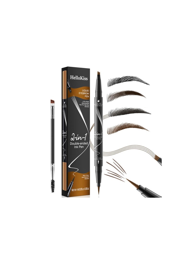 Trailott Eyebrow Pen, Trailott Brow Pen, Trailott Microblading Eyebrow Pen, Trailott Eyebrow Pencil, Trailott Eye Brow Pen, Double Head 4 Tip Liquid Microblading Eyebrow Pen (#01 Light Brown)