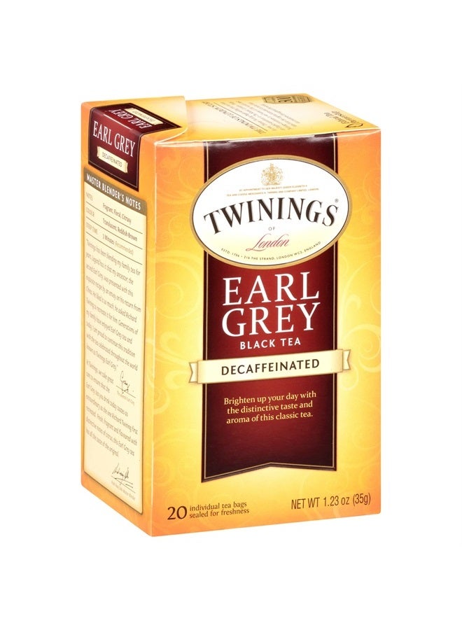 Twinings Earl Grey Decaf Black Tea - Refreshing Earl Grey Decaffeinated Tea Bags with the Flavor of Bergamot and Citrus, Individually Wrapped Decaf Tea Bags, 20 Count - Image 1